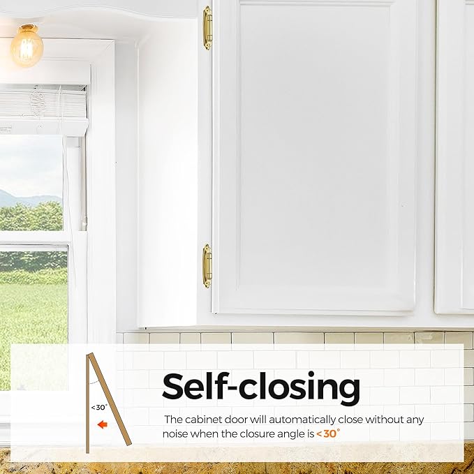 20 Pack 10 Pair Gold Cabinet Hinges - 1/2 inch Overlay Kitchen Cabinet Hinges, Partial Wrap Around Cabinet Door Hinges for Face Frame Cabinet, Self Closing Gold Face Mount Cabinet Hardware