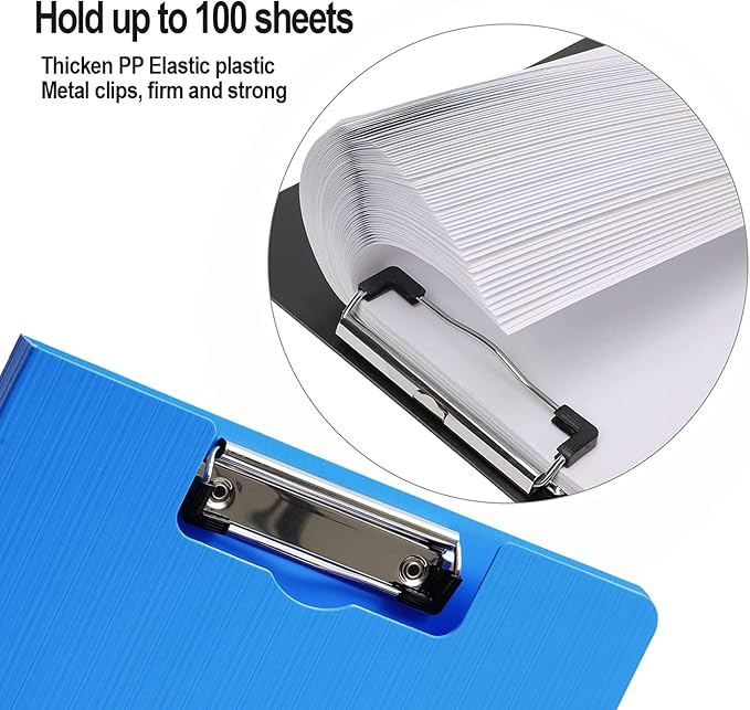 10 Pack Foldable Clipboards, A4 Clipboard Folder with Pocket, File Cover Office Folder Clipboard, 360 Degree Foldable Storage Clipboards for Office, School or Medical Field(5 Colors)