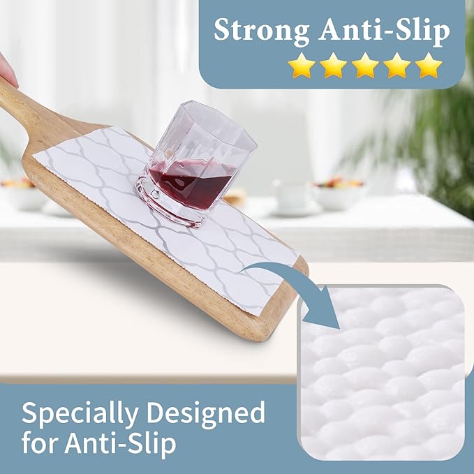 Shelf Liners for Kitchen Cabinets 23.6in x 20FT Non Adhesive Drawer Liner Silver Quatrefoil Shelf Liner Paper Strong Non-Slip Easy to Clean for Tool Box Refrigerator with Knife and Tape Measure