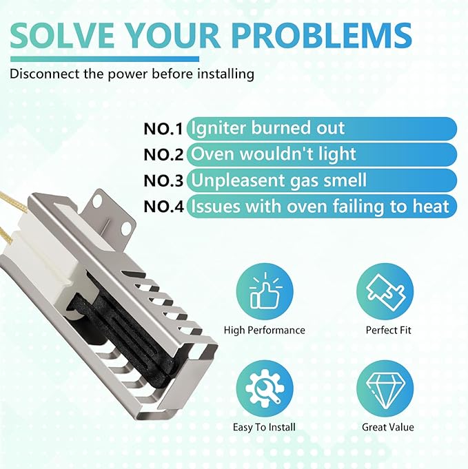 Upgraded DG94-00520A Gas Range Oven Igniter Fit for Sam-sung NX58H5600SS Nx58h9500WS Replacement for G-E Whirl-pool Hot-point 2692271 AP5577941 WB13K21 Norton 501a W10918546 Range Oven by BOGDA
