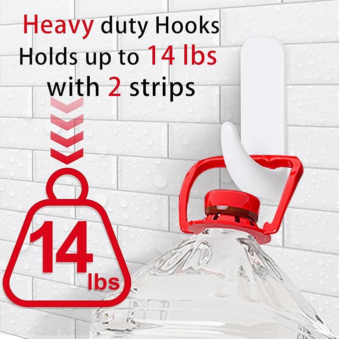 Wall Hooks for Hanging Heavy Duty 6pcs, Towel Hanger for Bathroom with 16 no Damage Adhesive Strips x-Large, Dorm Essentials forwreath,hat,Coat