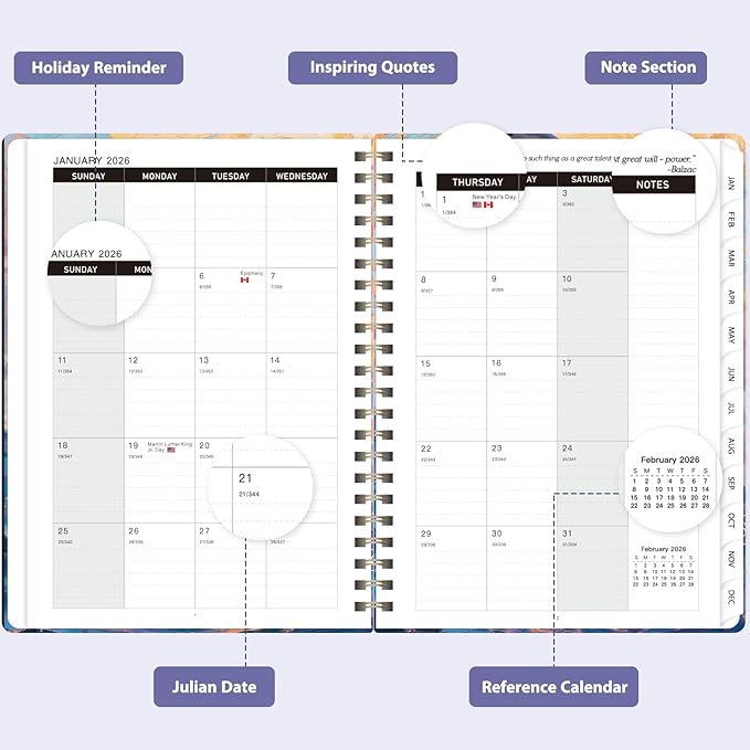 2026 Planner, Weekly and Monthly Calendar Academic Planner, Jan 2026 - Dec 2026, Planning Agenda Book for Desk Accessories and School Supplies - A5 (6.3'' x 8.5'')