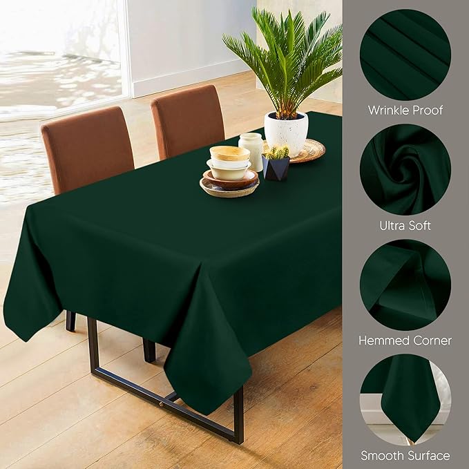 Utopia Kitchen Rectangle Table Cloth 2 Pack (60x102 Inches, Hunter Green), Machine Washable Polyester Table Cover for Dining, Buffet Parties, Picnics, Events, Weddings and Restaurants