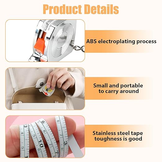 3ft Small Tape Measure Keychain, Portable and Retractable Mini Tape Measure with Slide Lock Mechanism for Daily Use Gadgets or Kids Construction Party Favors Gifting Prize Bag Fillers (120)