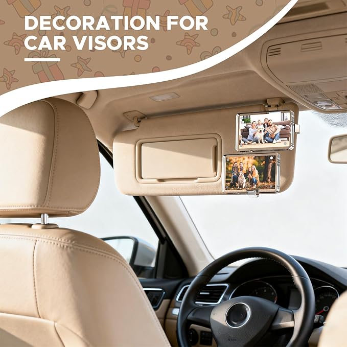 4Pcs Car Picture Holder, Magnetic Acrylic Visor Photo Clip & Photo Frame for car - Perfect Personalized Gifts for Women's Day Mother's Day Birthday, Car Decor Accessories