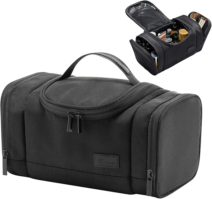 Waterproof Small Toiletry Bag for Men Women, Travel Toiletry Organizer Shaving Bag for Toiletries Accessories, Suitable Capacity Dopp Kit for Travel-Sized Essentials, Black