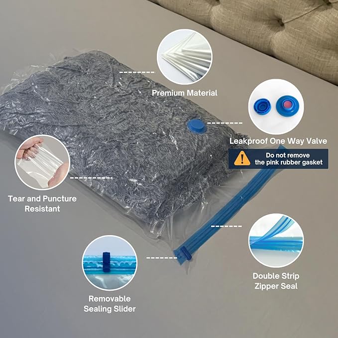 35 Pack Vacuum Storage Bags with Electric Pump, Compression Space Saver for Comforters, Bedding, Blanket Storage, Vacuum Seal Bags for Clothing, Luggage and Closet Organizer