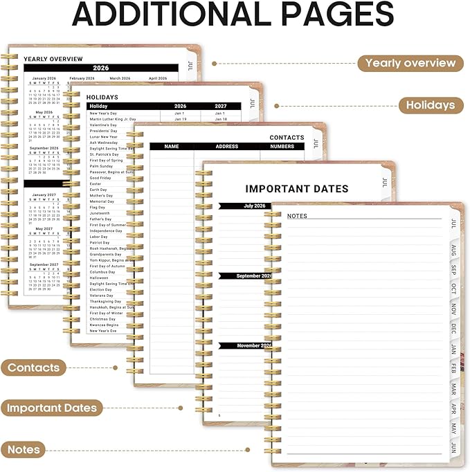 Planner 2026-2027, Academic Year Monthly and Weekly Calendar Planner, Jul 2026 - Jun 2027, Hardcover Teacher Student Planning Agenda book with Tabs, Perfect for School Office Supplies, 8.5" x 11" - Landscape