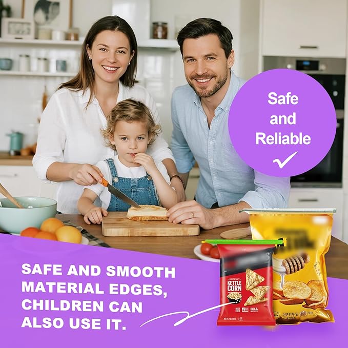 Food Sealing Sticks, Bag Clips 16 Pcs Reusable Bag Sealer Sticks Used For Sealing Various Sealable Snacks Cereal Foods Plastic Bag Sealers (S01-Nordic style)