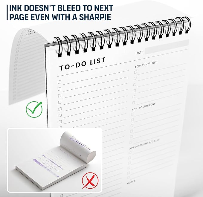 To Do List Notepad: With Multiple Functional Sections - 6.5 x 9.8" 60 Sheets - Spiral Daily Planner Notebook - Task CheckList Organizer Agenda Pad for Work - Note & Todo List Organization Notebooks