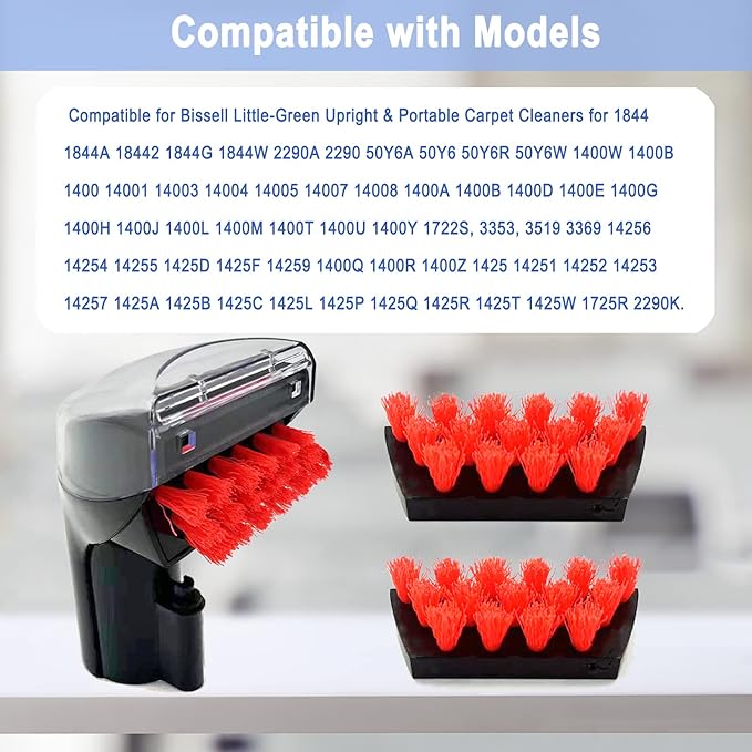 1400B Little Green 3" Tough Stain Brush Tool Replacement for Bissell Little-Green Upright &Portable Carpet Cleaners for 1400B 4075 1425 3860 1400W 1400 3353 1844 2290A Series,Black,1+2 brushes