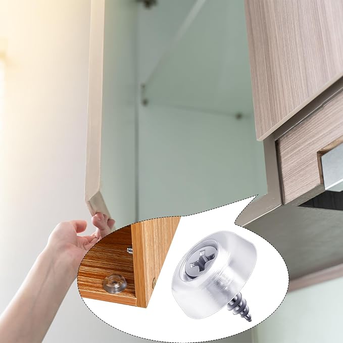 100 Pcs Cabinet Bumpers Clear Rubber Door Stops with Screws Sound Dampening Kitchen Cabinet Dots Pads for Drawers, Door, Wall Protection