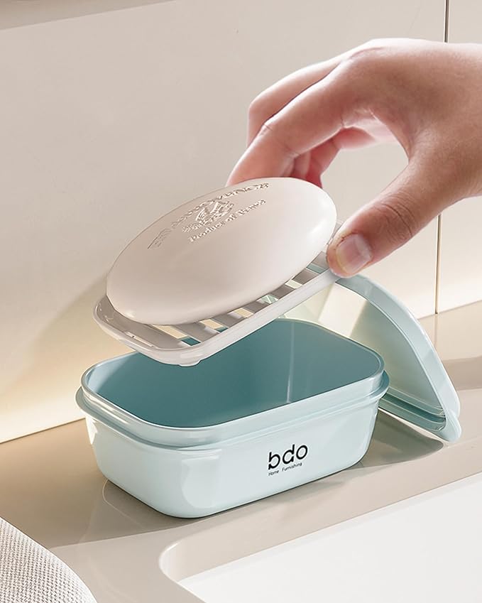 Travel Soap Case, Leakproof Soap Container with Lid, Portable Bar Soap Holder for Traveling, Soap Dishe for Bathroom, Shower, Gym, School, Camping, Vacation, Outdoor (Green)