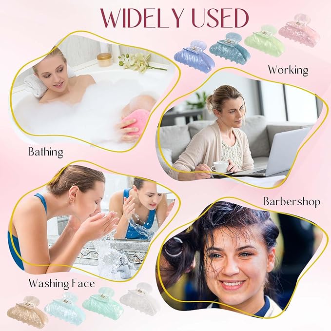 8 Pcs Large Acrylic Hair Claw Clips for Women Non-slip Strong Hold Hair Jaw Clamps for Thick Thin Hair Cute Stylish French Hair Accessories