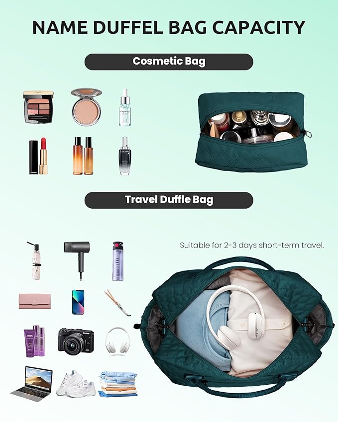 Girls Gifts 10-12 Birthday Ideas-Initial Travel Bag with Shoe Compartment, Personalized Weekender Bag, Monogram Overnight Bag for Women, Letter Travel Bag with Makeup Bag (Letter L)