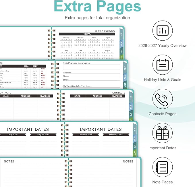Planner 2026-2027, Weekly and Monthly Academic Planner, July 2026 - June 2027, Hardcover Calendar Agenda Book for School Year Planning, School Supplies for Teacher and Student, Letter Size(8.5'' x 11'')