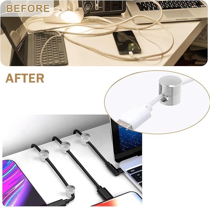 3 Sets Charger Cord Holder, Silver Metal Adhesive Cable Management Clips,Adjustable Cable Anchor Holders,Wire Organizer for Desk, Wall, Home, Office