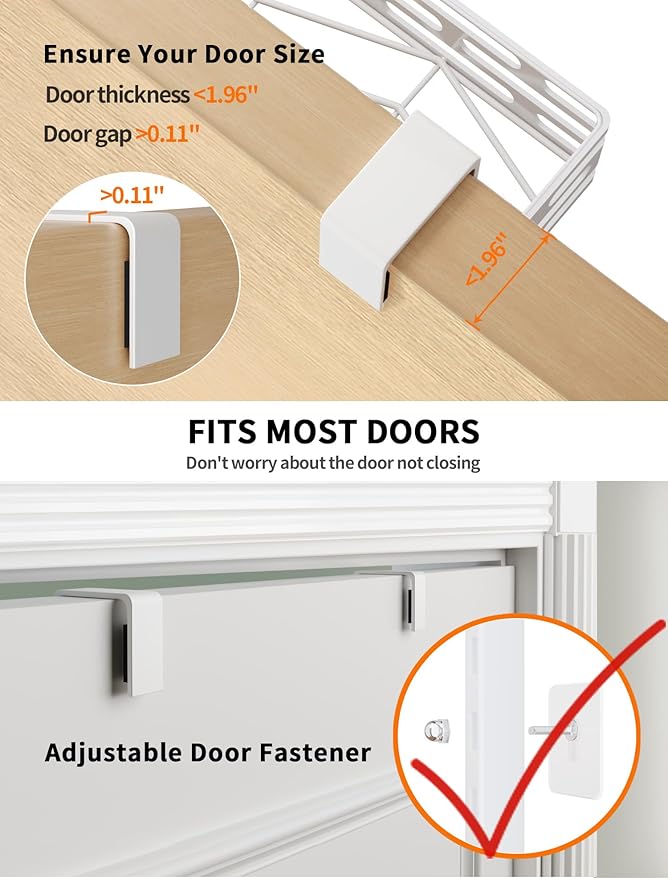 Over the Door Pantry Organizer, Over The Door Pantry Organizer Rack and Storage, 9 Tier Metal Hanging Spice Rack Shelves Door, Home & Kitchen Essentials, White