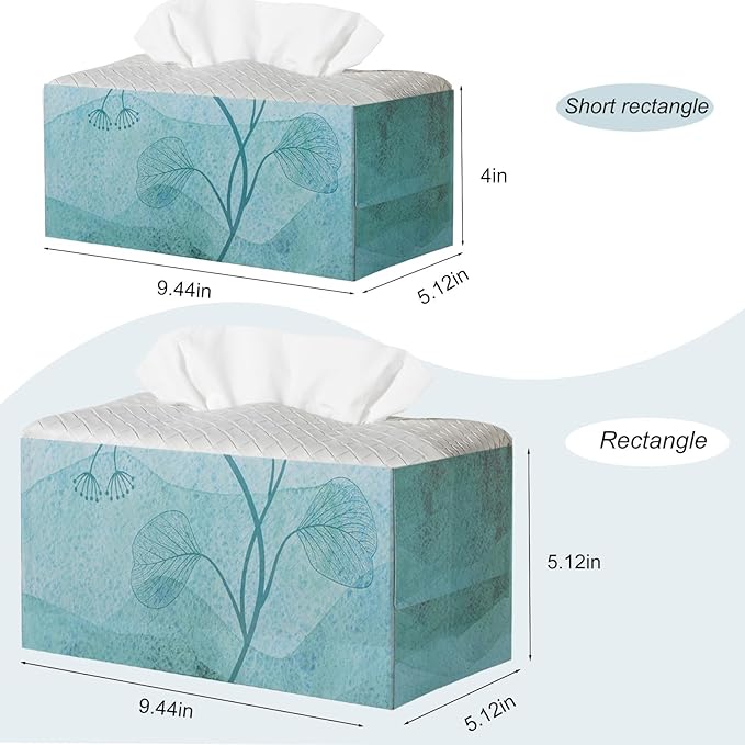 Tissue Box Cover PU Leather Tissue Holder Square Facial Tissue Case Facial Paper Organizer Dispenser for Bathroom, Vanity Countertop, Tabletop, Car, Rectangle, Misty Gray