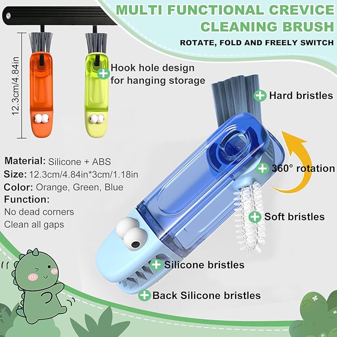 3 in 1 Cup Lid Gap Cleaning Brush, Portable Water Bottle Brush, Multifunctional Bottle Cleaner Brush Set for Tight Spaces, Bottle Gaps, Straws, Tumblers, Travel Mug Caps(3 PCS)