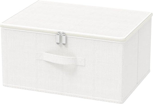 Storage Bins with Zipper, Cube Organizer Basket with Lid, Collapsible Stackable Closet Boxes, for Home and Bedroom, 1 Pack, White, 15.7 x 11.8 x 7.9 In, XSNY16WL-1