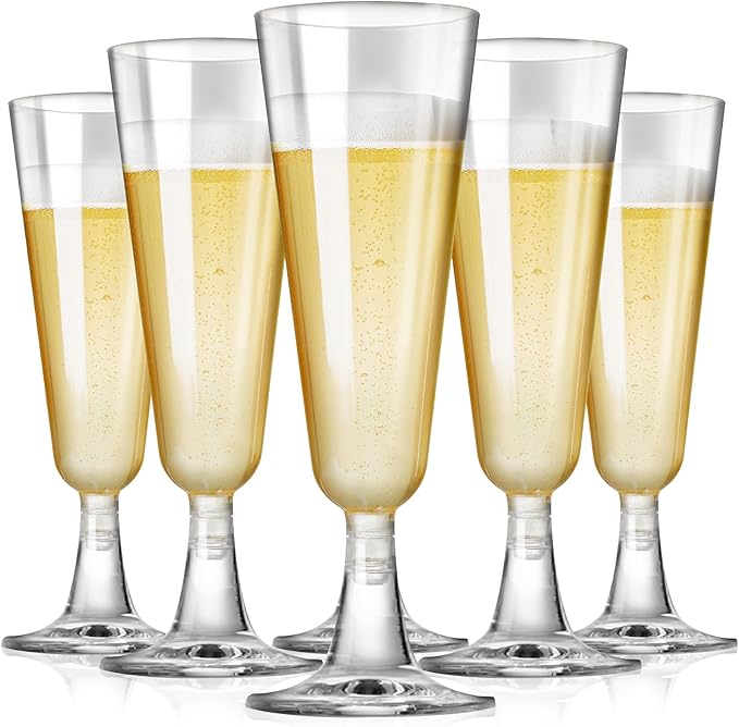 SUREHOME Plastic Champagne Flutes Disposable Champagne Glasses 20 Pack 5 Oz Clear Plastic Mimosa Glasses Acrylic Wedding Toasting Cups for Graduation Birthday Party Supplies 2026 Bar Cocktail Cups