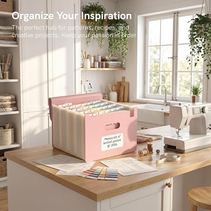 ABC life 26 Pockets Accordion File Organizer, High Capacity Expanding File Folder for Letter A4 Size, Portable Document Holder with A-Z Tabs for Tax Receipt, Teacher & Home Office - Blush Pink