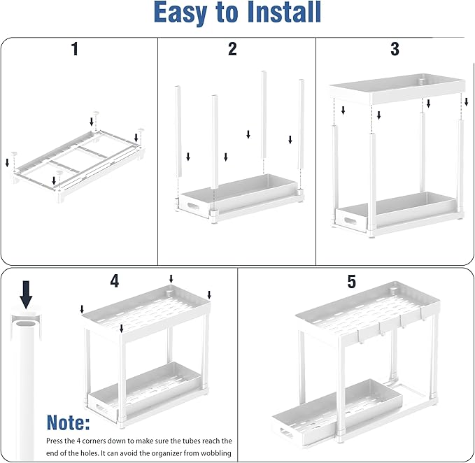 2 Pack Pull-Out Storage Organizers, Under Sink Organizer and Storage for Bathroom & Kitchen,Multi-Purpose Under Cabinet Organizers and storage Black