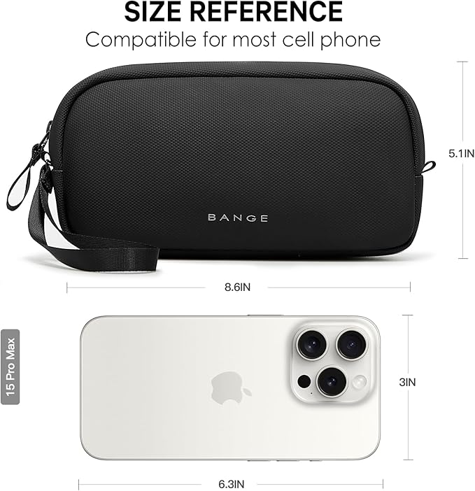 BANGE Travel Organizer Case, Water Resistant Electronics Travel Bag Organizer for Cable, Tech Pouch Accessories Carry Storage for Cord, Phone, Cables, USB Flash Drive, Daily Items
