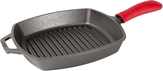 Lodge Silicone Hot Handle Holder - Heat-Resistant Cast Iron Skillet Handle Cover for Pans 9 Inches & Larger - Dishwasher-Friendly Silicone Hot Grip Sleeve - Reusable Skillet Accessory - Red
