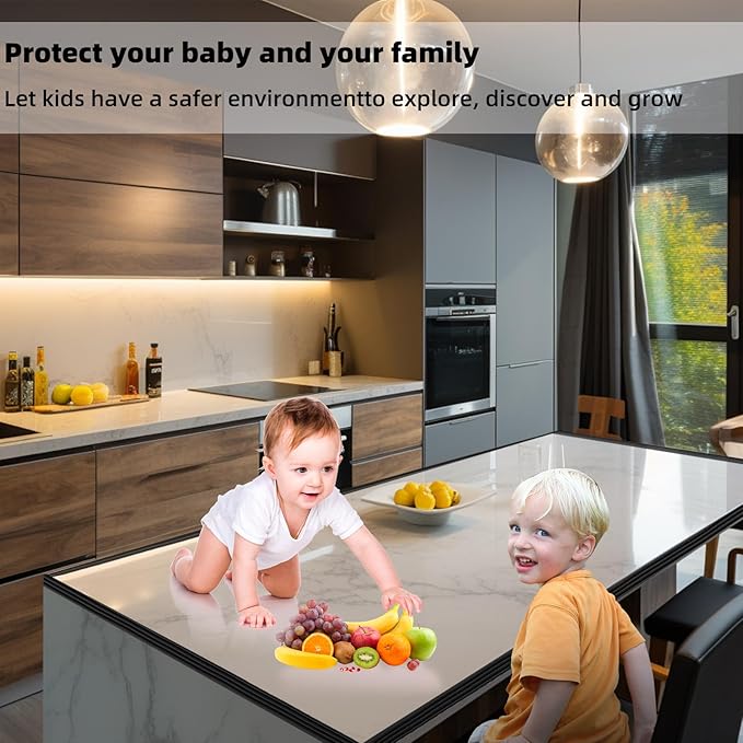 Corner Protector for Baby, Wide Edge Protector with Adhesive Backing, Baby Proofing Edge Corner Protectors Self Adhesive Furniture Corner Guard Bumper for Table, Desk, Fireplace (Black, 6.6ft)