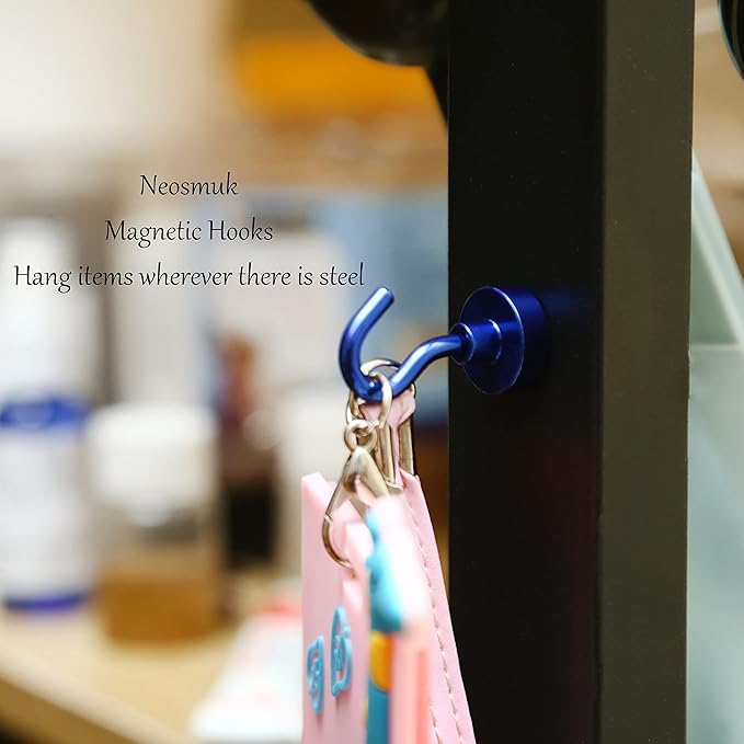 Neosmuk Magnetic Hooks, Cruise Ship Essentials, 30lb+ Heavy Duty Magnetic Hooks for Cruise Cabins, Refrigerator, Grill, Hanging, and Travel | Extra Strong Must-Haves Magnet Hook,Navyblue,5 Pack
