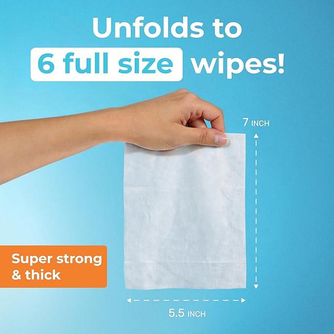 Impossibly Compact Travel Flushable Wipes - 99.5% Water and Aloe - Safe for Sensitive Skin & Hypoallergenic - Travel Essentials for Adults & Kids, Unscented, 24 Pack 144 Wipes