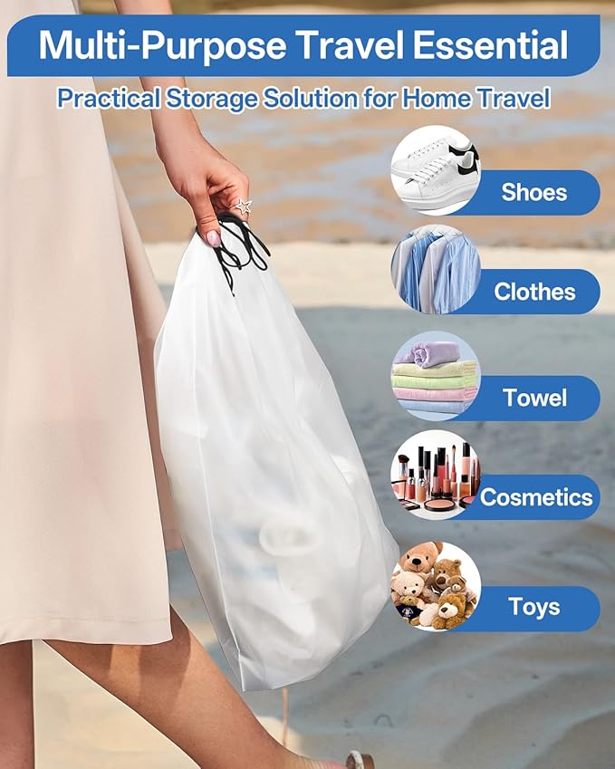 Teskyer Transparent Shoe Bags for Travel, 15.7" x 11.8" Waterproof Portable Travel Shoe Storage Bags for Packing - Travel Essentials for Men & Women, 6 PCS