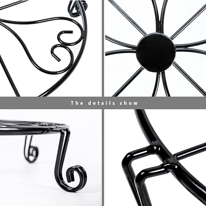 NSYOOMH 1 pack 10"-12" Metal Plant Stand Outdoor, for Flower Pot Heavy Duty Potted Holder Round Wrought Rustproof Iron Planter Stand, plant Stands Indoor Clearance and Outdoor patio - 10 Inches Black