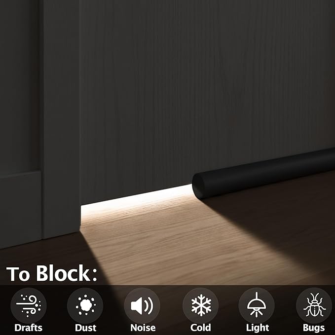 MAXTID Twin Door Draft Blocker Seal Large Door Gap Noise Under Door Draft Stopper for Bottom Door Sweep Sounfproofing Adjustable 38" Black