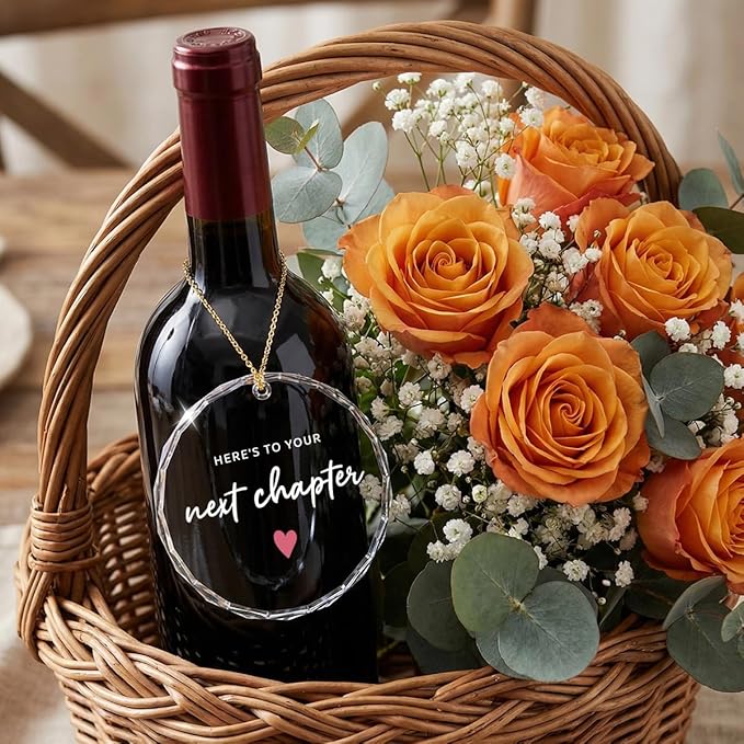 Funny New Chapter Wine Bag New Beginnings Gifts for Women Men Thank You Gift for Teacher Employee Coworker Friend Here's to Your Next Chapter Hanging Ornament
