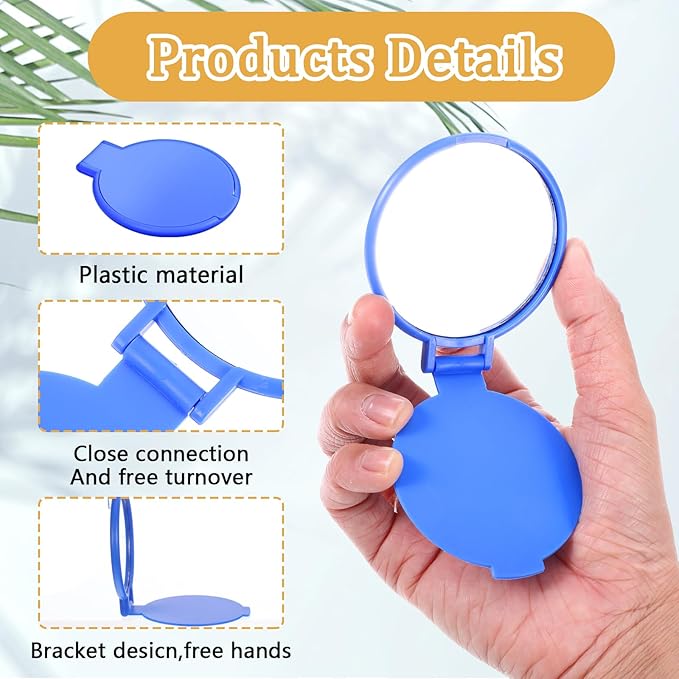 200 Pcs Compact Mirror Bulk Colorful Portable Round Makeup Mirror Mini Foldable for Women Men Travel Daily Use Purse Vanity Mirrors