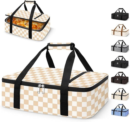 Coobiiya Insulated Casserole Carrier – Portable Tote for Hot or Cold Food, Large Warmer & Cooler Carrier Bag Lunch Bag, Fits 9" x 13" to 11" x 15" Baking Dish, Ideal for Potluck Parties Gatherings
