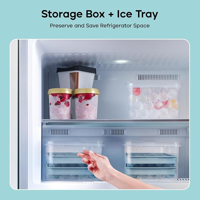 Ice Cube Trays with Lid and Bin, 1.0 IN Small Round Ice Cube Mold - 3 Pack (35 per Tray) Easy Release Stackable Ice Ball Maker Iced Bucket Kits, Circle Ice Tray for Cocktail, Whiskey & Drinks, BPA-Free