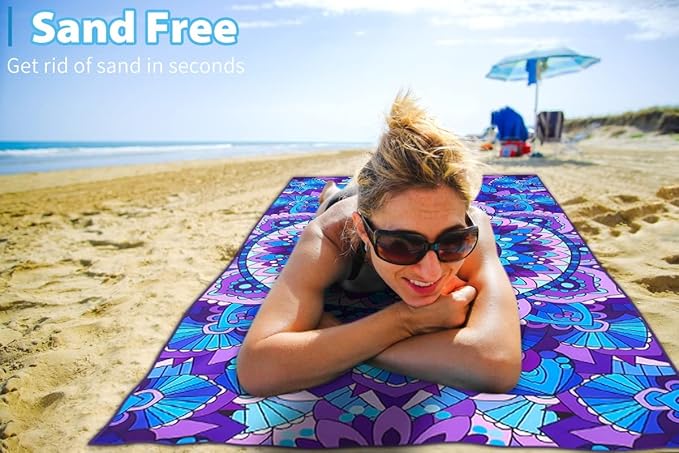 TwoYek 2 Pack Microfiber Thin Beach Towel Lightweight 71x32 Oversized Extra Large Sand Free Towels Quick Dry for Travel Pool Yoga Gym Sports Beach Accessories Vacation Essential Gift