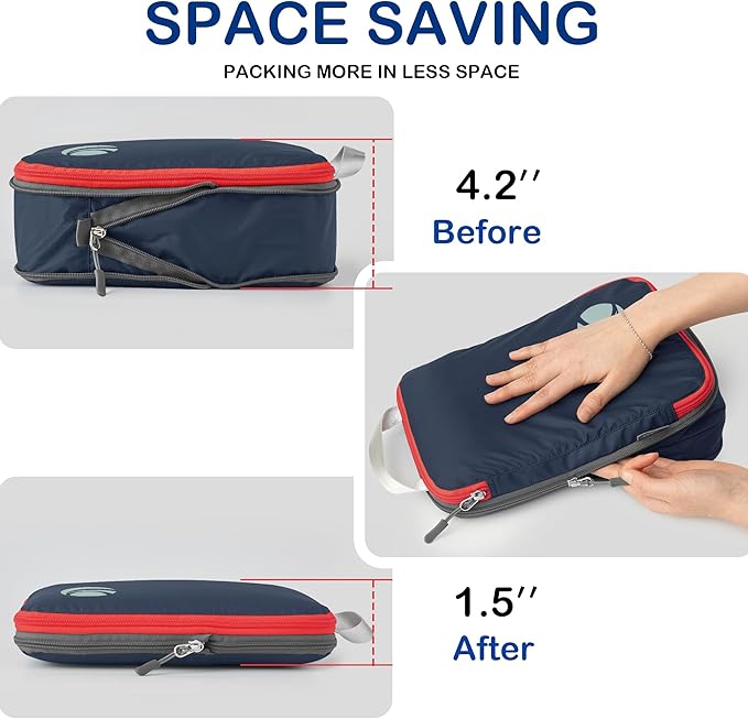 Cipway Compression Packing Cubes, Ultralight Luggage Organizer Bags, Travel Essentials for Carry on Suitcase (3 Piece,Blue)