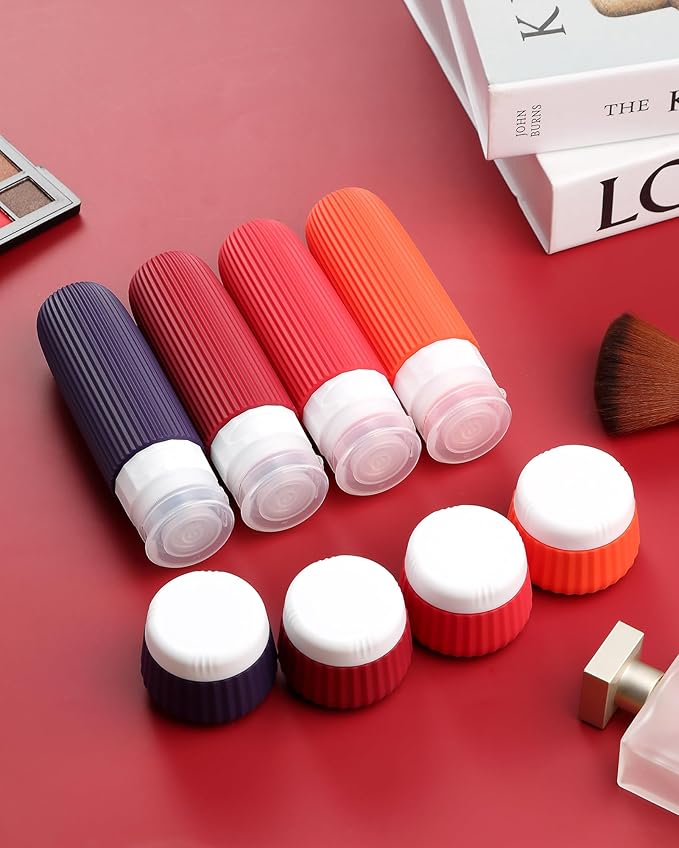Travel Bottles for Toiletries 8 Pack, TSA Approved 3 oz Travel Containers, Clear Bag, Leak Proof Silicone Squeezable Jars