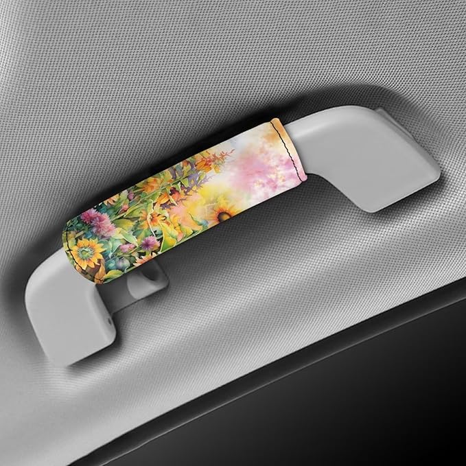 KUIFORTI Sunflower Luggage Handle Wraps for Suitcase Soft Grip Handle Cover Set of 2 Pcs, Women Girls Suitcase Protective Handle Cover Reusable, Floral Print