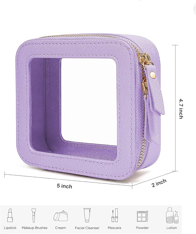 Travel Clear Makeup Bag Set, TSA Approved Cosmetic Bag Case with Zipper Portable Makeup Pouch Toiletry Bag Women Traveling Cosmetic Organizer Storage Bag Car Organizer Car Essentials for Women