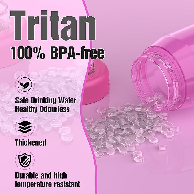 Water Bottle 32oz, clear water bottle with Spout Lid and Carry Handle, Reusable, Tritan, BPA Free, Hiking Water Bottle Suitable for Travel, Outdoors, Gym, Travel, Home, School (Rose)