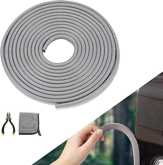 Winunite 16.4ft(5m) Car Door Edge Guards Light Gray– Fits Most Vehicles, No Glue, U-Shaped, Built-in Metal Clips, Scratch and Chip Resistant – Reduces Dings in Parking Lots