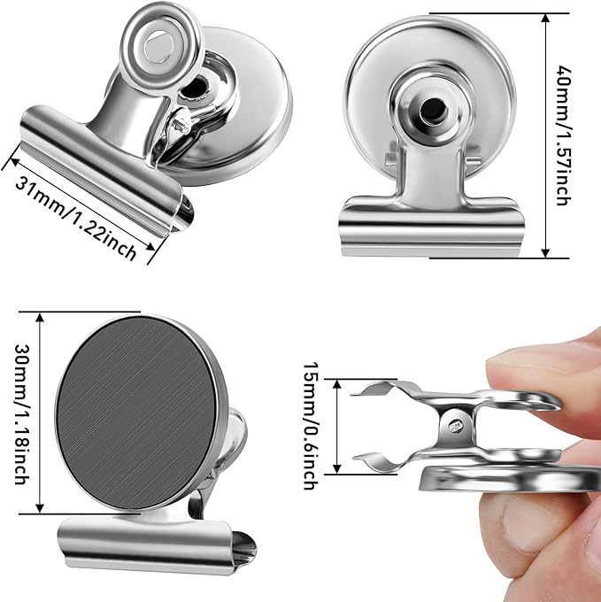 FINDMAG 20 Pack Magnetic Clips Fridge Magnets, Heavy Duty Refrigerator Magnet Clips Whiteboard Magnet, Strong Clips Magnets Christmas Light Clips for Fridge, Whiteboard, Kitchen, Office