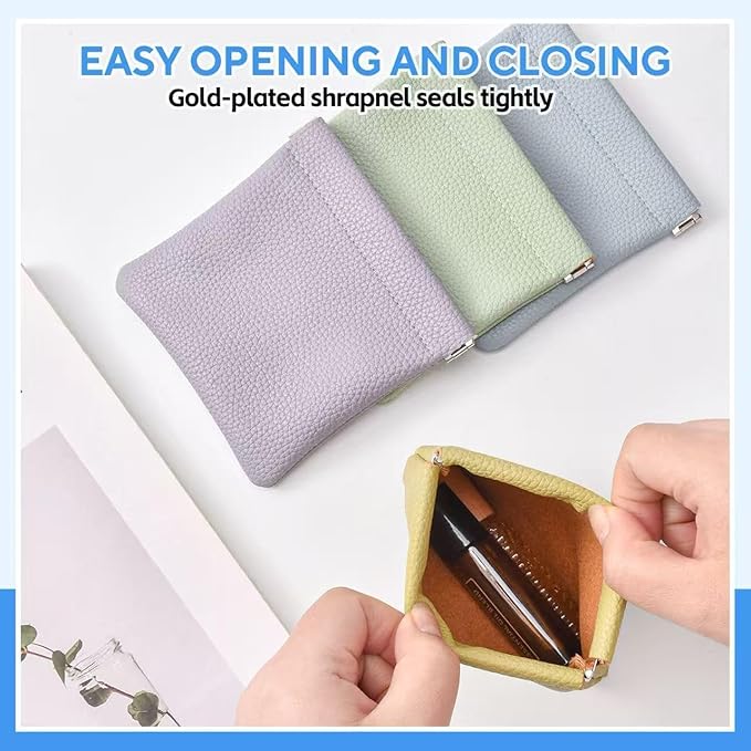 4PCS Small Makeup Bag for Purse，Waterproof Leather Portable Mini Makeup Bag,Snap Closure Organizer Pouch for Coin Cards Jewelry Lipstick Cosmetic Accessories，Small Travel Kit Storage Pouch