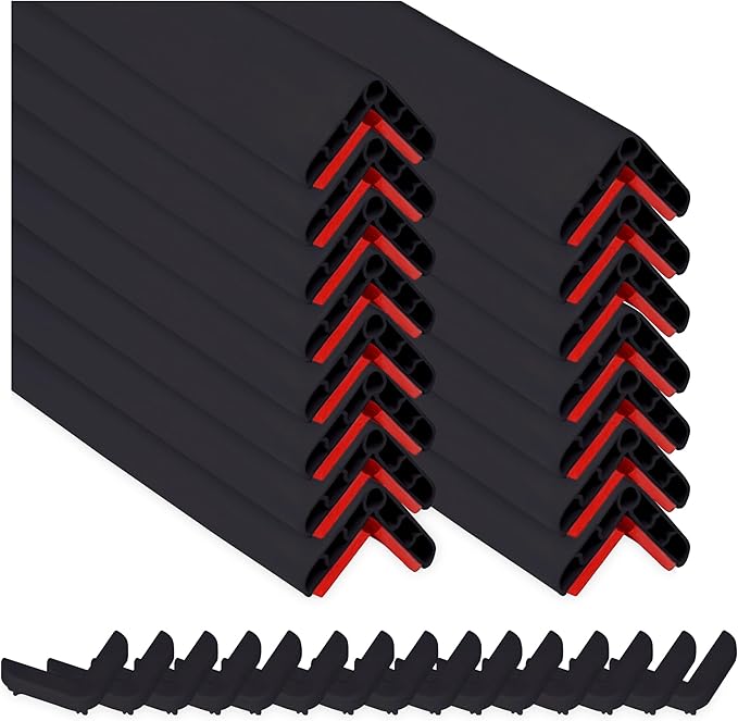 Rubber Bond Wall Corner Guard Edge Protector - 1x1x36 inch Baby Proofing Corner Guards - Self-Adhesive Furniture Edge Strips for Home and Office (15 Pack, Black)